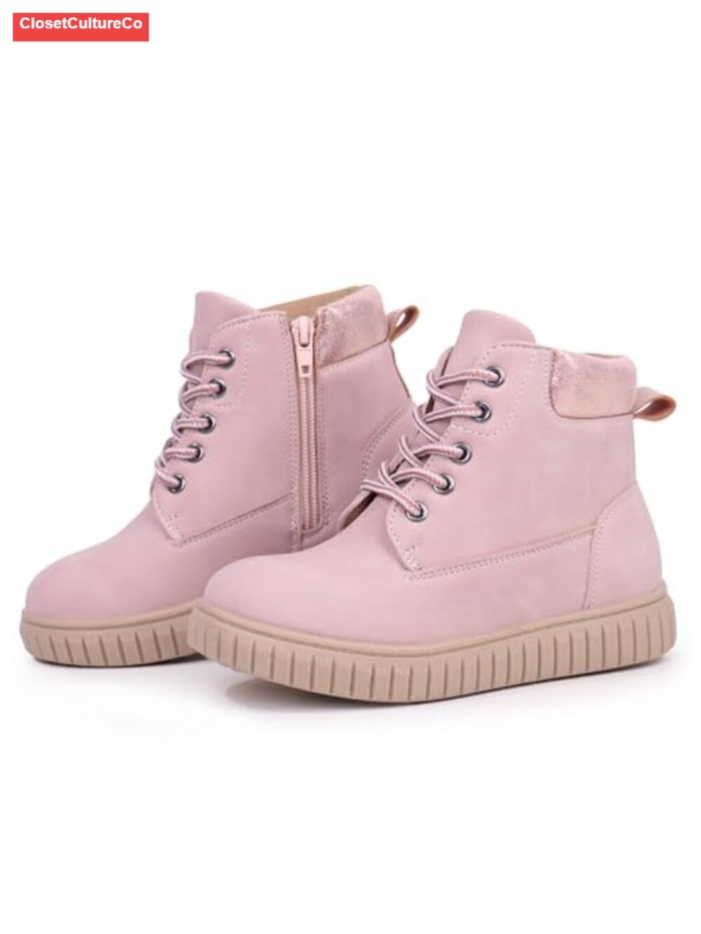 Kids Zipper Ankle Boots High Top Sneaker Lace-Up Outdoor Boots